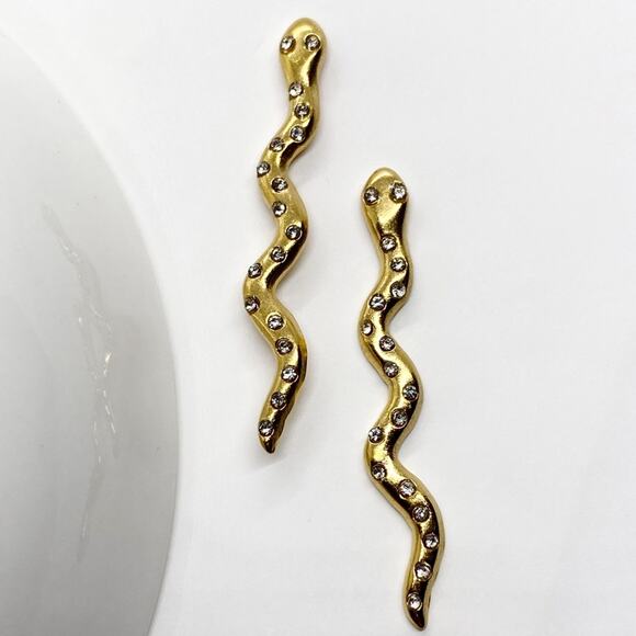 NEW Gold Snake Drop Earrings - Picture 1 of 8